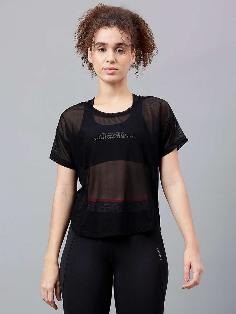 women typography printed relaxed fit dri-fit t-shirt - 21762949 -  Zoom Image - 0