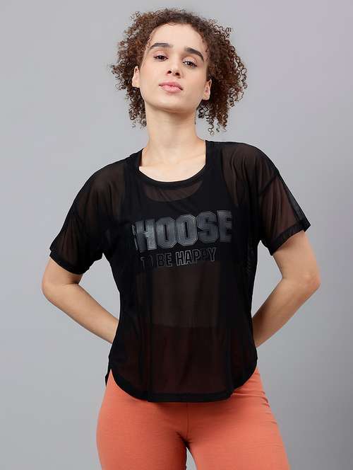 women typography printed relaxed fit dri-fit t-shirt - 21762954 -  Standard Image - 0