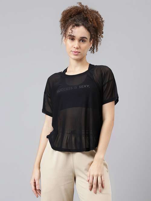 women typography printed relaxed fit dri-fit t-shirt - 21762959 -  Standard Image - 0