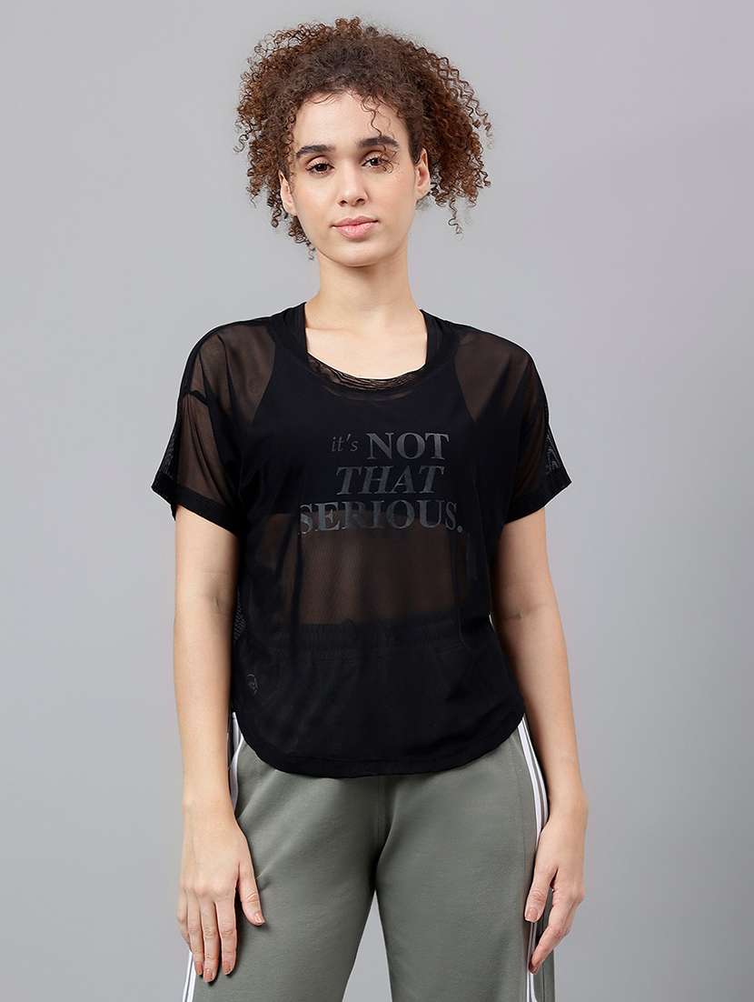 women typography printed relaxed fit dri-fit t-shirt