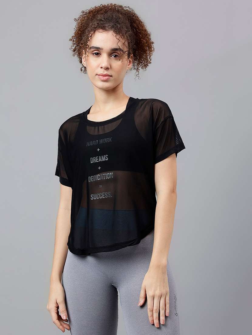 women typography printed relaxed fit dri-fit t-shirt