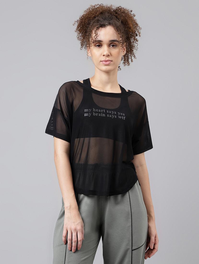 women typography printed relaxed fit dri-fit t-shirt - 21762965 -  Zoom Image - 0