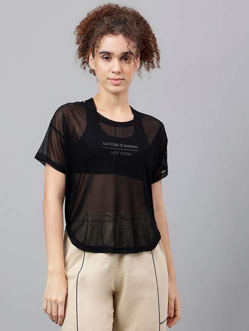 women typography printed relaxed fit dri-fit t-shirt - 21762966 -  Standard Image - 0