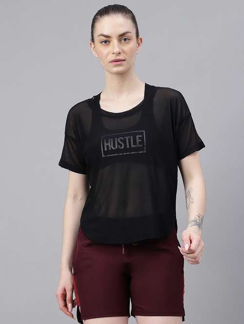 women printed round neck dri fit t-shirt - 21762967 -  Standard Image - 0