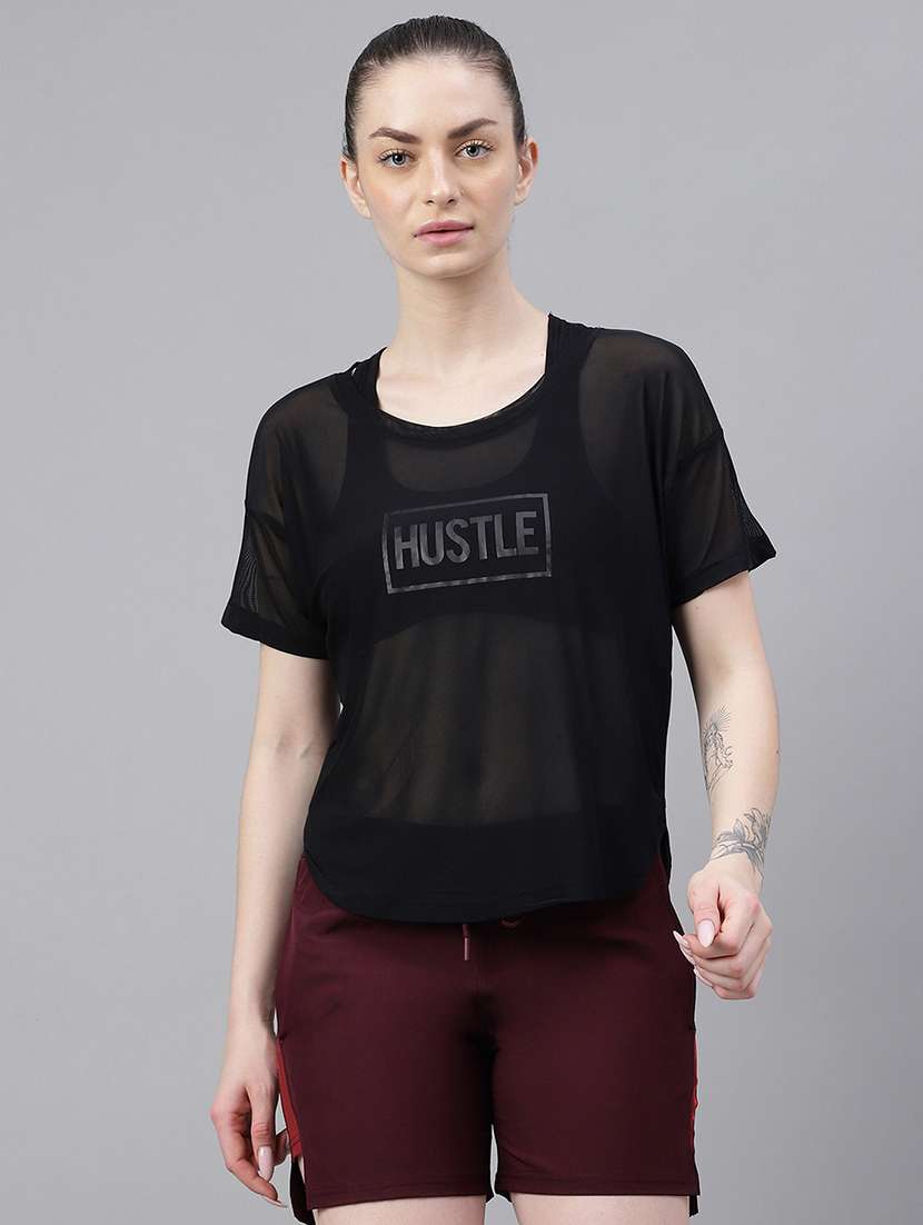 women printed round neck dri fit t-shirt - 21762967 -  Zoom Image - 0