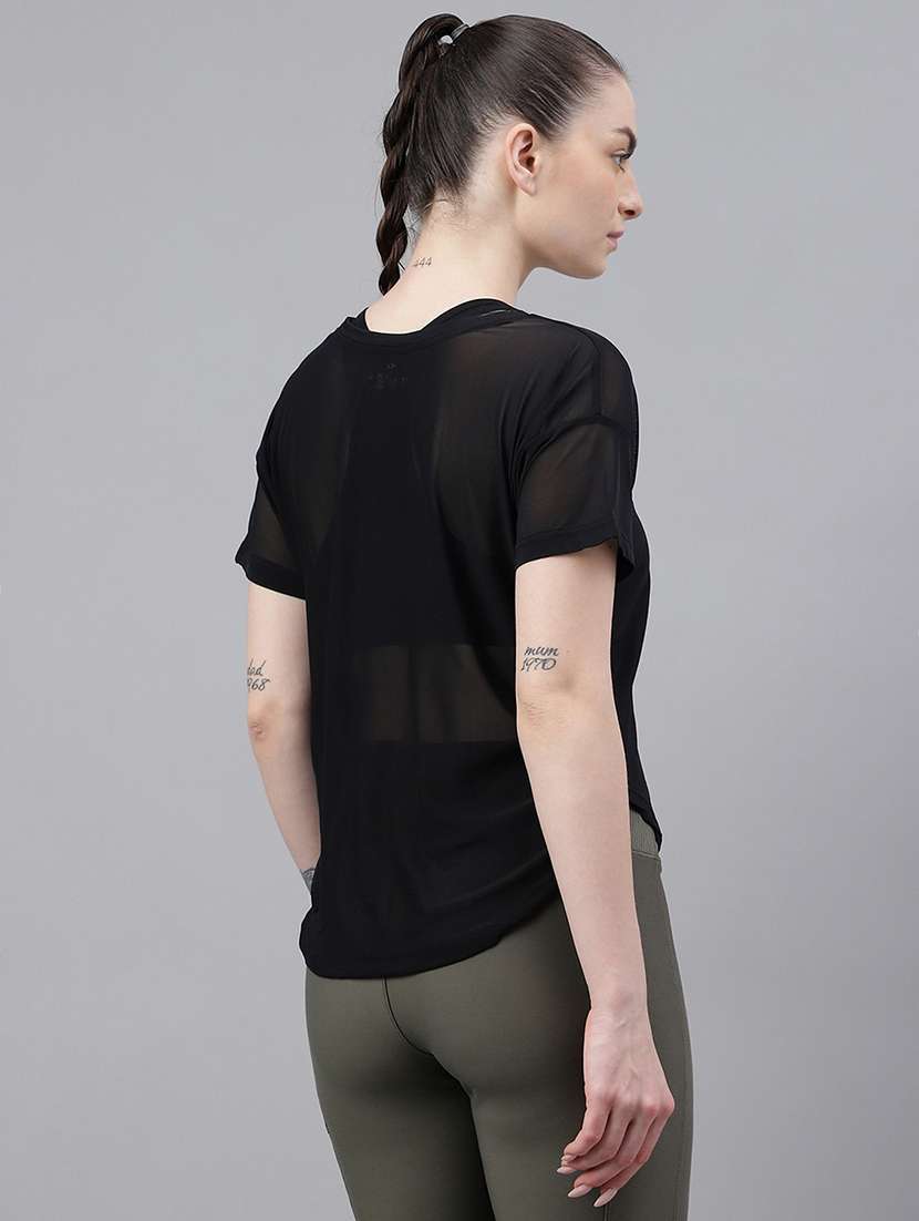 women printed round neck dri fit t-shirt - 21762972 -  Standard Image - 3