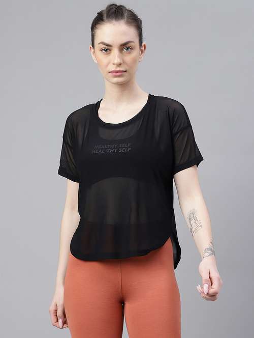 women printed round neck dri fit t-shirt - 21762973 -  Standard Image - 0