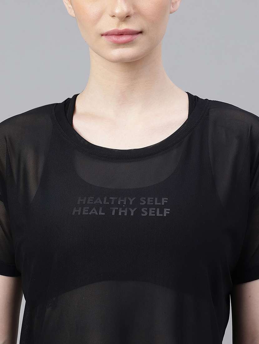 women printed round neck dri fit t-shirt - 21762973 -  Standard Image - 5