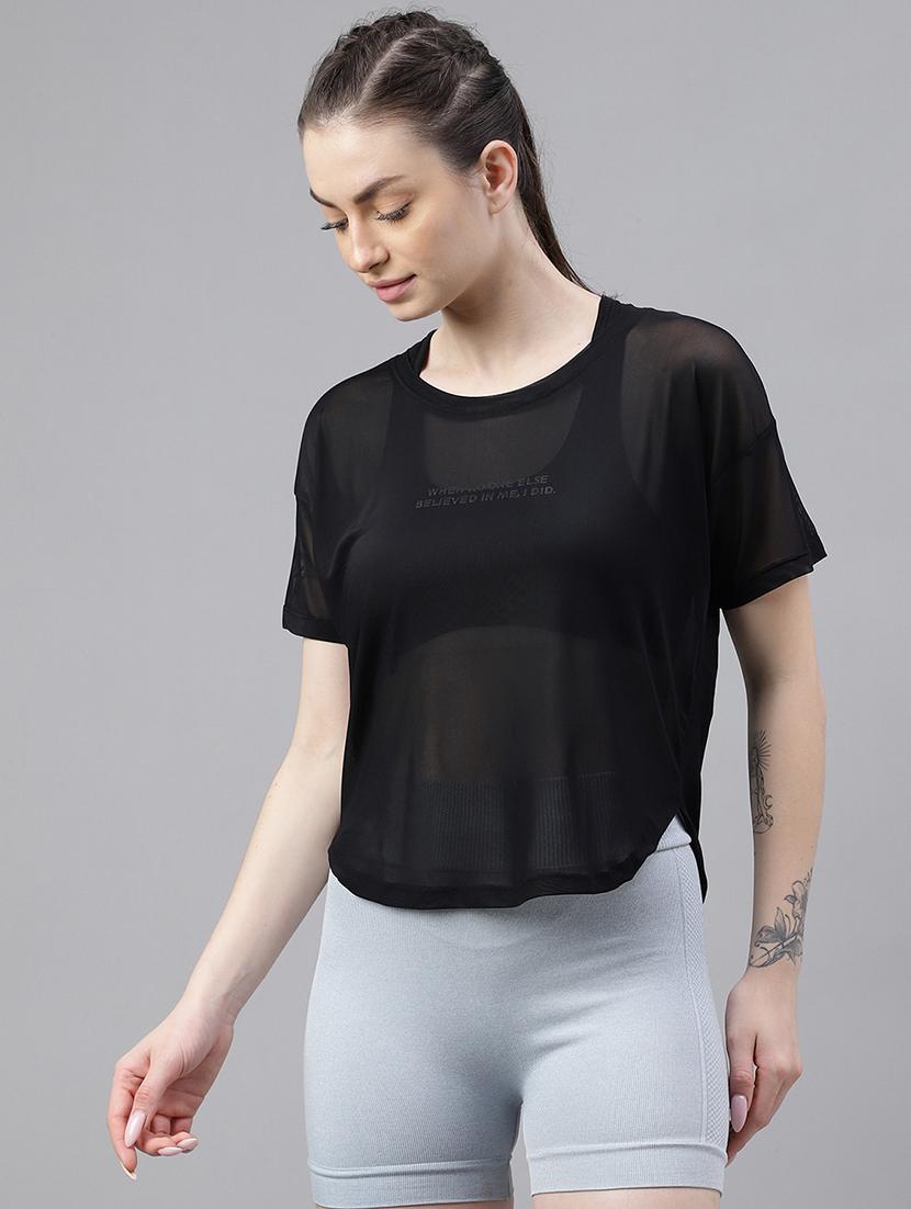 women printed round neck dri fit t-shirt - 21762974 -  Zoom Image - 0