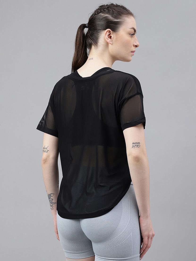 women printed round neck dri fit t-shirt - 21762974 - Standard Image - 3