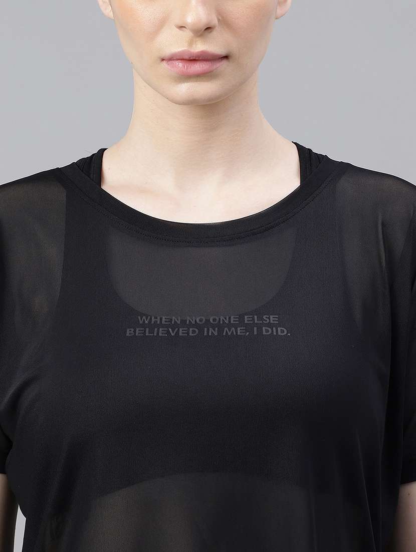 women printed round neck dri fit t-shirt - 21762974 - Standard Image - 5