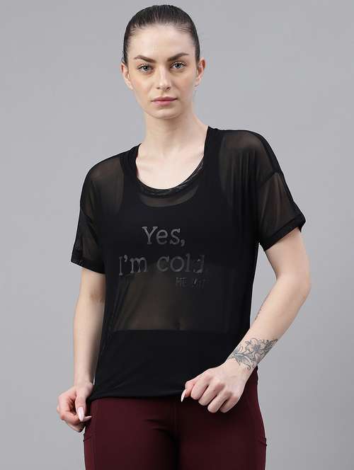 women printed round neck dri fit t-shirt - 21762975 -  Standard Image - 0