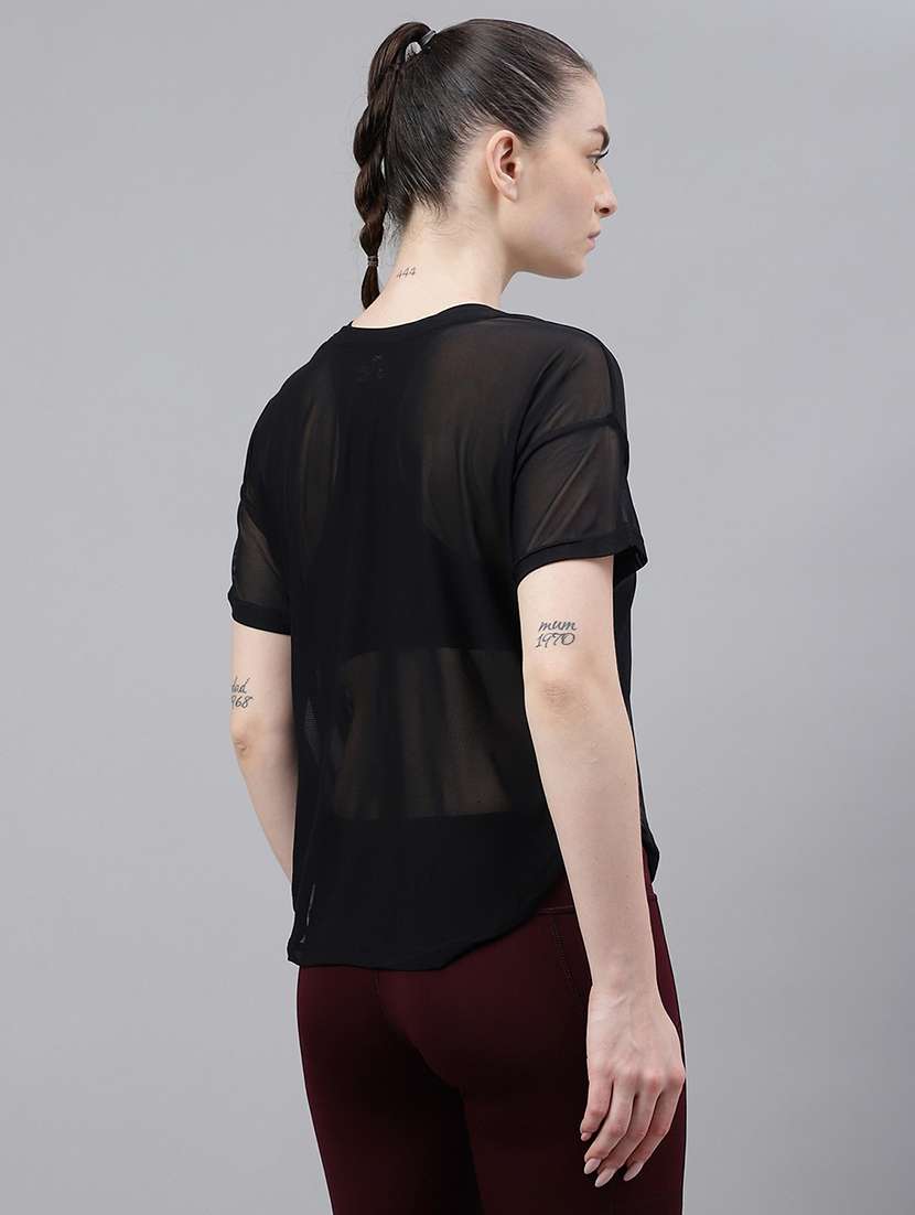 women printed round neck dri fit t-shirt - 21762975 -  Standard Image - 3