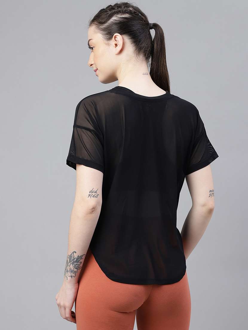 women printed round neck dri fit t-shirt - 21762976 -  Standard Image - 3