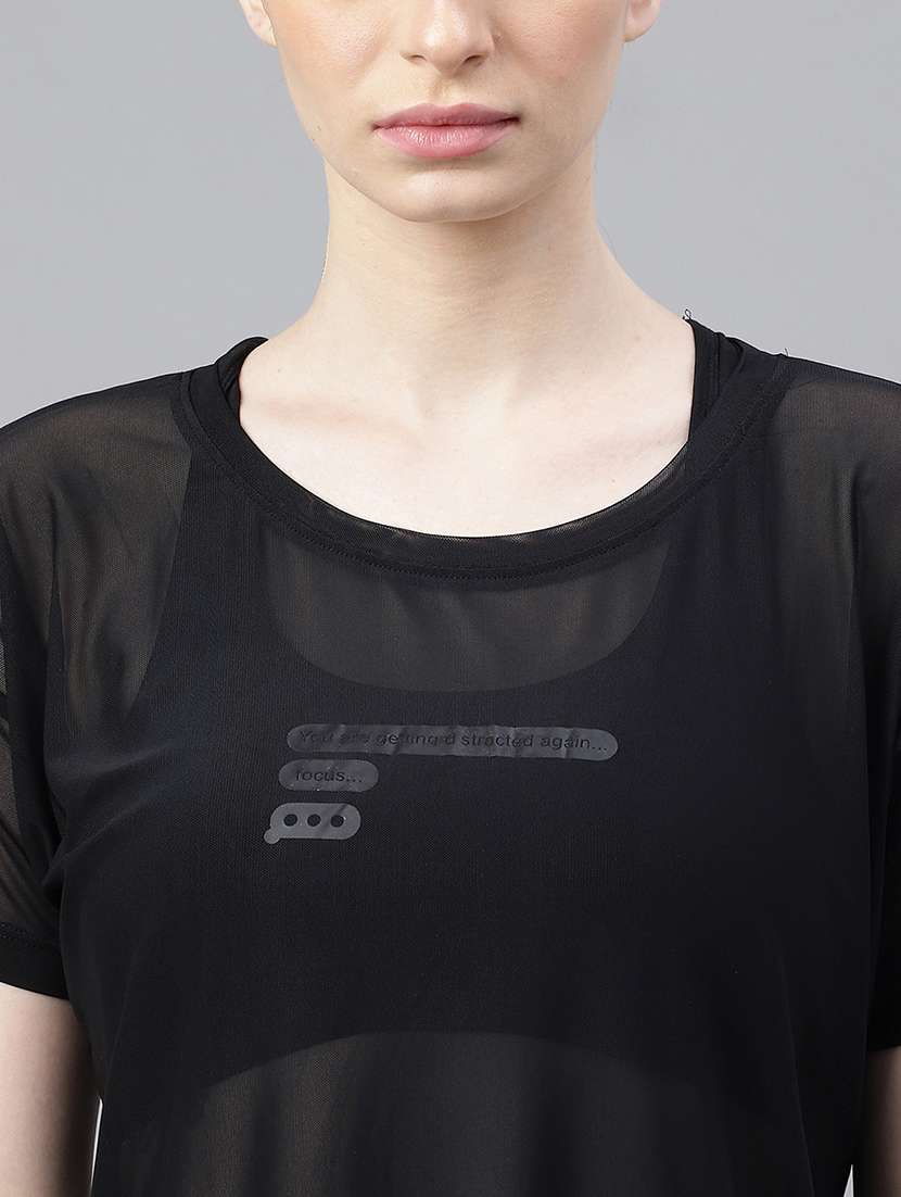 women printed round neck dri fit t-shirt - 21762976 -  Standard Image - 5