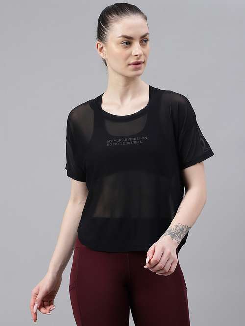 women printed round neck dri fit t-shirt - 21762977 -  Standard Image - 0