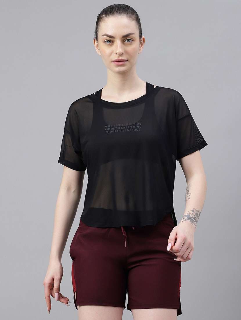 women printed round neck dri fit t-shirt - 21762982 -  Zoom Image - 0