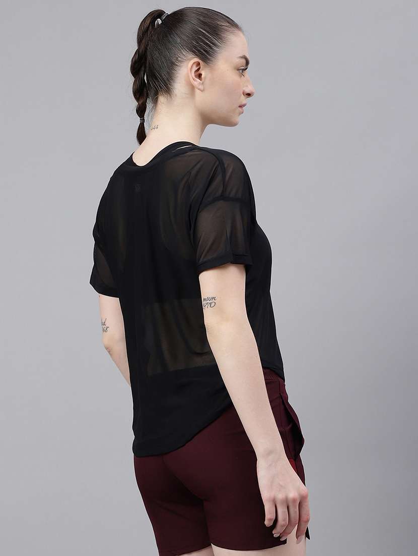 women printed round neck dri fit t-shirt - 21762982 -  Standard Image - 3