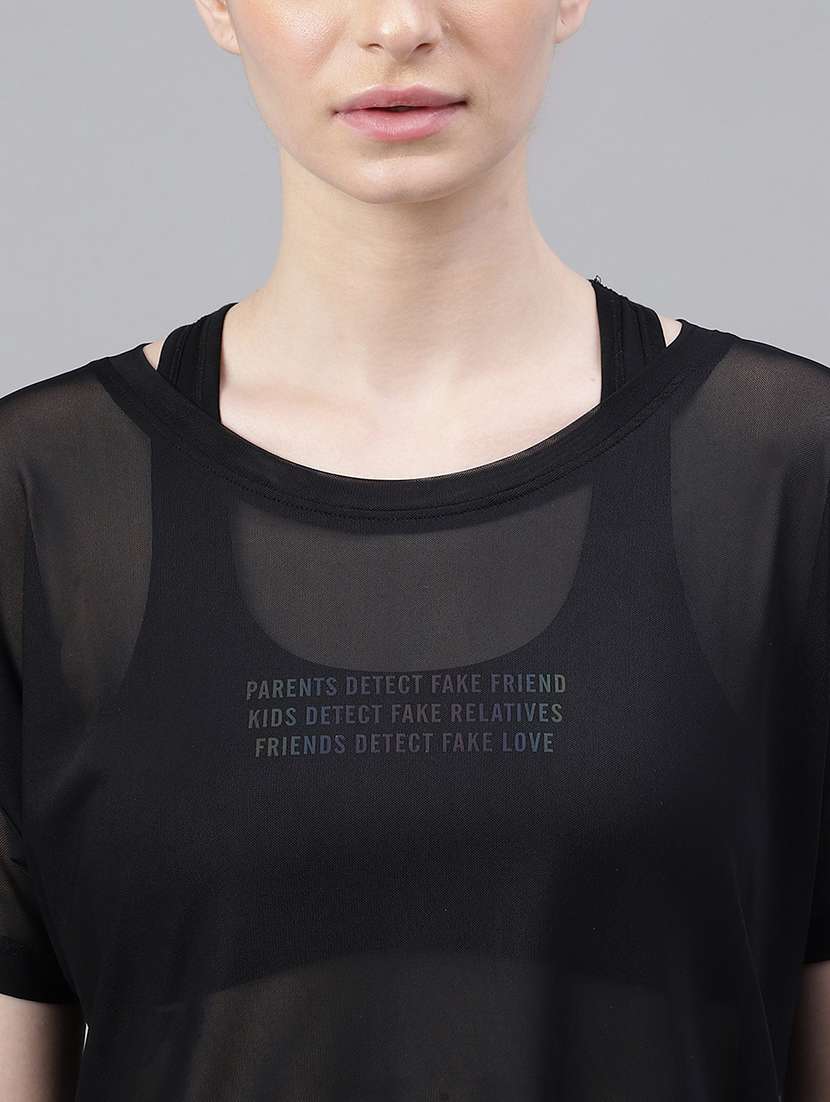 women printed round neck dri fit t-shirt - 21762982 -  Standard Image - 5