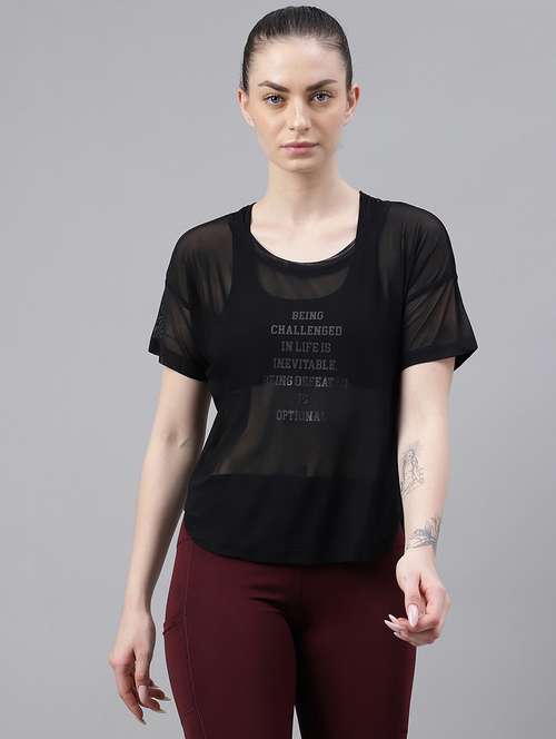 women printed round neck dri fit t-shirt - 21762983 -  Standard Image - 0