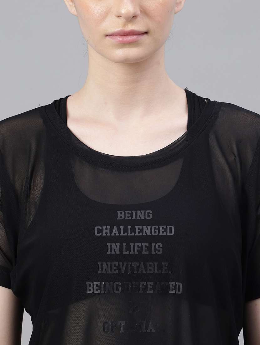 women printed round neck dri fit t-shirt - 21762983 -  Standard Image - 5