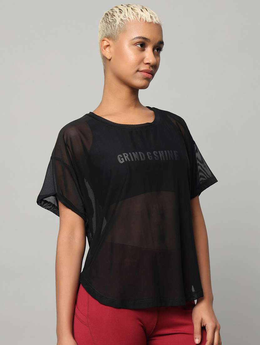 women printed round neck dri fit t-shirt