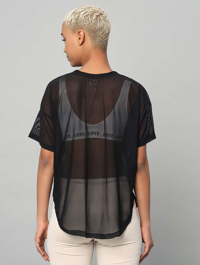 women printed round neck dri fit t-shirt - 21762986 -  Standard Image - 3