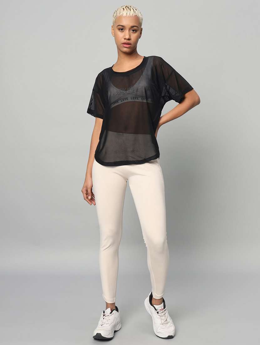 women printed round neck dri fit t-shirt - 21762986 -  Standard Image - 5