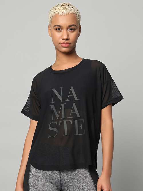 women typography printed relaxed fit dri-fit t-shirt - 21762987 -  Standard Image - 0