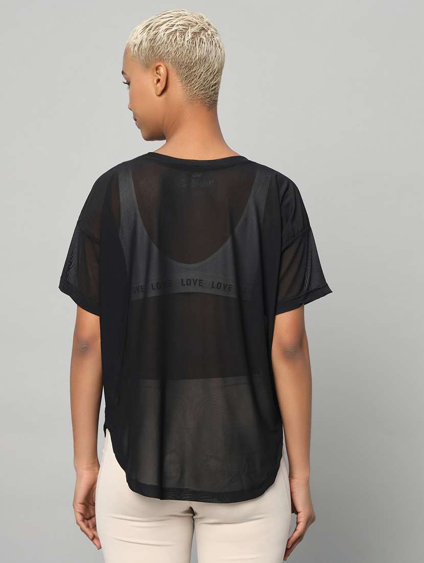 women typography printed relaxed fit dri-fit t-shirt - 21762989 -  Standard Image - 3