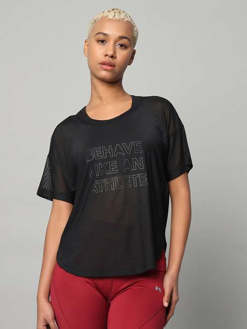 women typography printed relaxed fit dri-fit t-shirt - 21762990 -  Standard Image - 0
