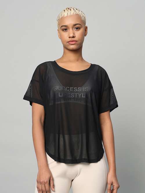 women typography printed relaxed fit dri-fit t-shirt - 21762991 -  Standard Image - 0