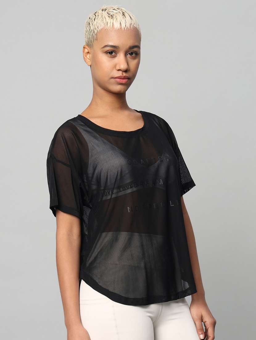 women typography printed relaxed fit dri-fit t-shirt - 21762993 -  Standard Image - 3