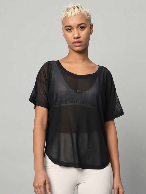 women typography printed relaxed fit dri-fit t-shirt - 21762995 -  Standard Image - 0
