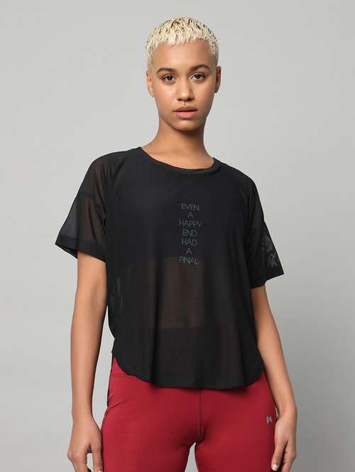 women typography printed relaxed fit dri-fit t-shirt - 21763000 -  Standard Image - 0