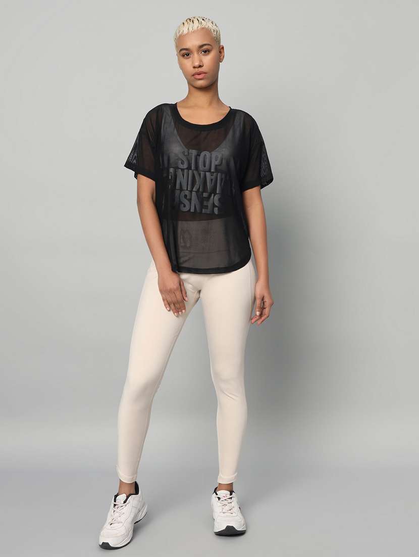 women typography printed relaxed fit dri-fit t-shirt - 21763001 -  Standard Image - 5