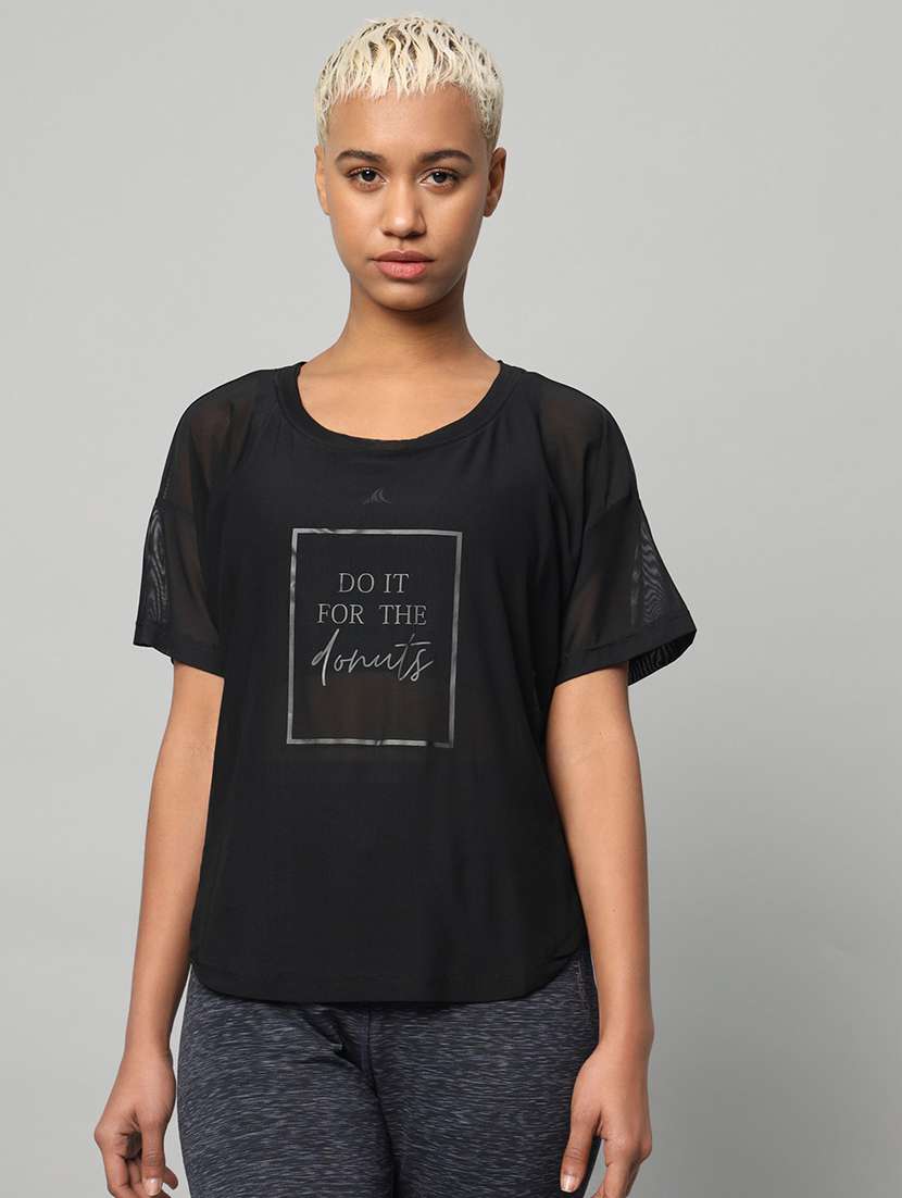 women typography printed relaxed fit dri-fit t-shirt