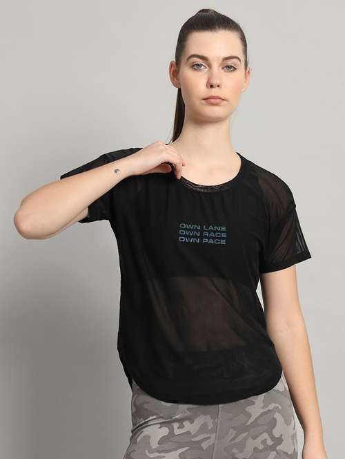 women typography printed relaxed fit dri-fit t-shirt - 21763008 -  Standard Image - 0