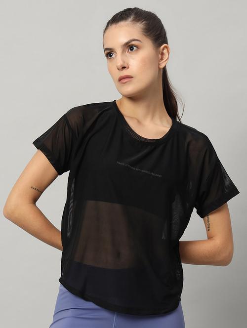 women typography printed relaxed fit dri-fit t-shirt - 21763010 -  Standard Image - 0