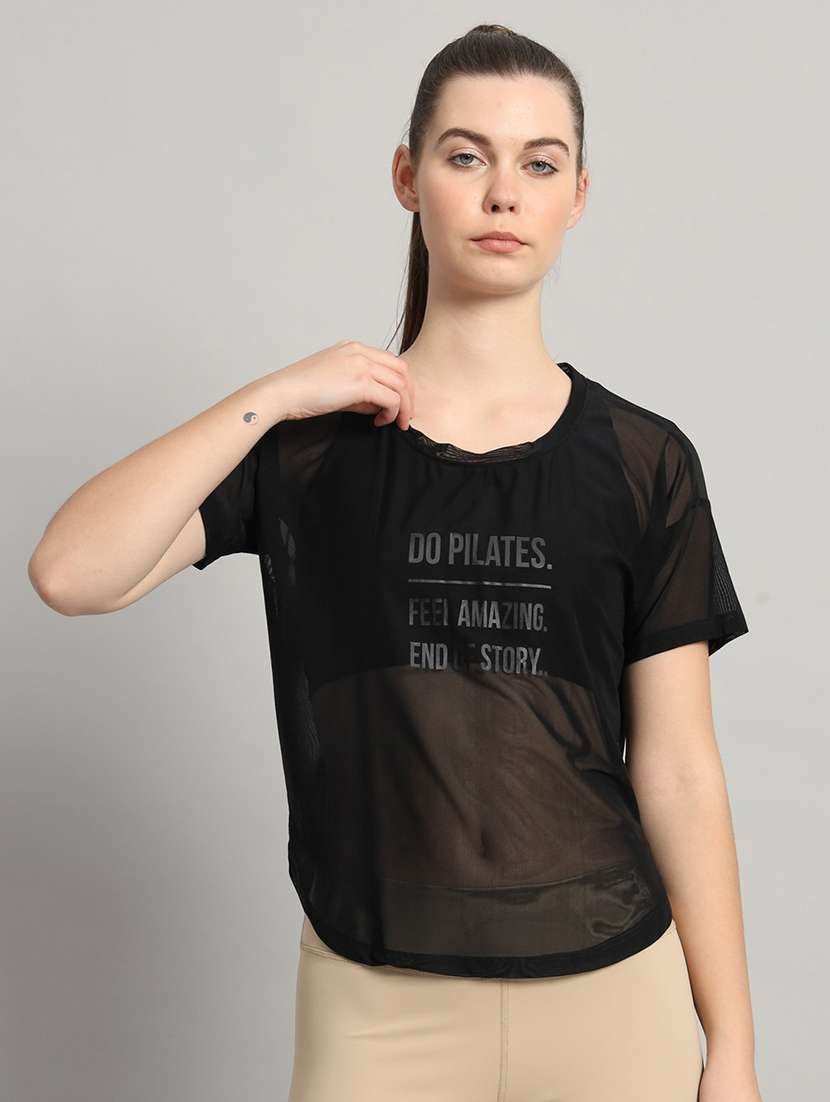 women typography printed relaxed fit dri-fit t-shirt