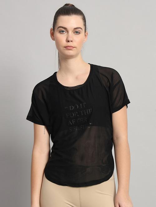 women typography printed relaxed fit dri-fit t-shirt - 21763014 - Standard Image - 0