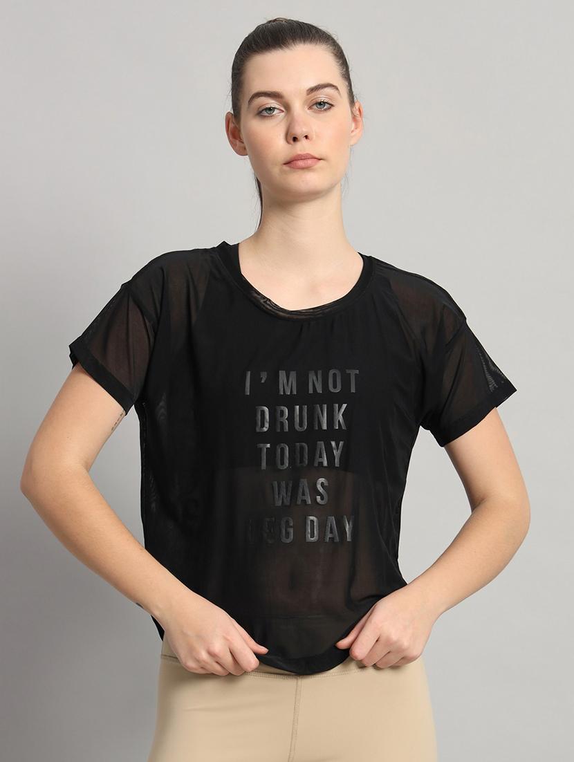 women typography printed relaxed fit dri-fit t-shirt - 21763015 -  Zoom Image - 0