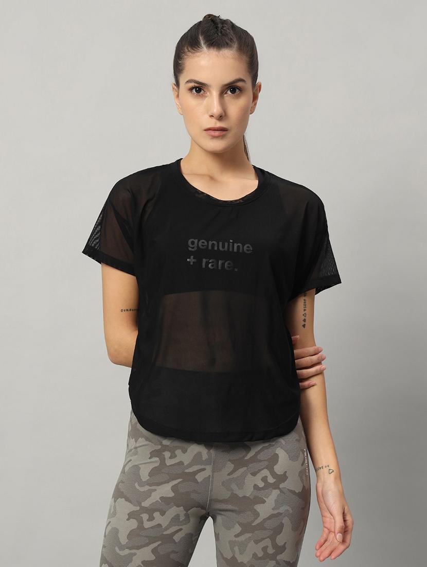 women typography printed relaxed fit dri-fit t-shirt - 21763017 - Zoom Image - 0
