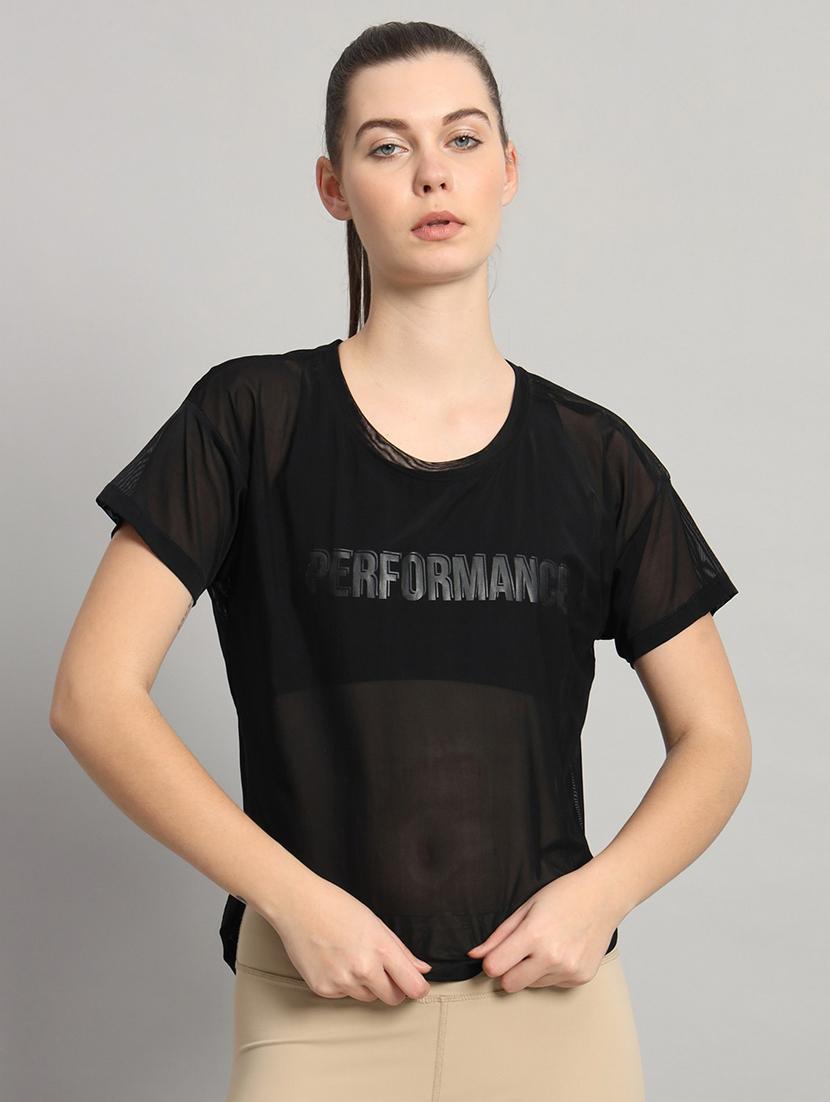 women typography printed relaxed fit dri-fit t-shirt - 21763019 - Zoom Image - 0