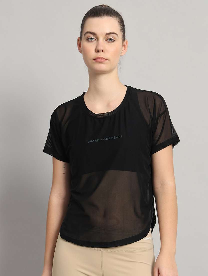 women typography printed relaxed fit dri-fit t-shirt