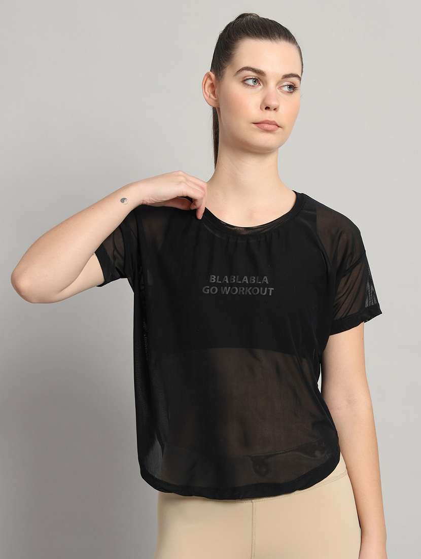 women typography printed relaxed fit dri-fit t-shirt