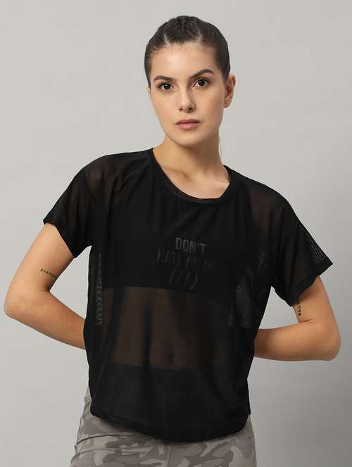 women typography printed relaxed fit dri-fit t-shirt - 21763022 - Standard Image - 0