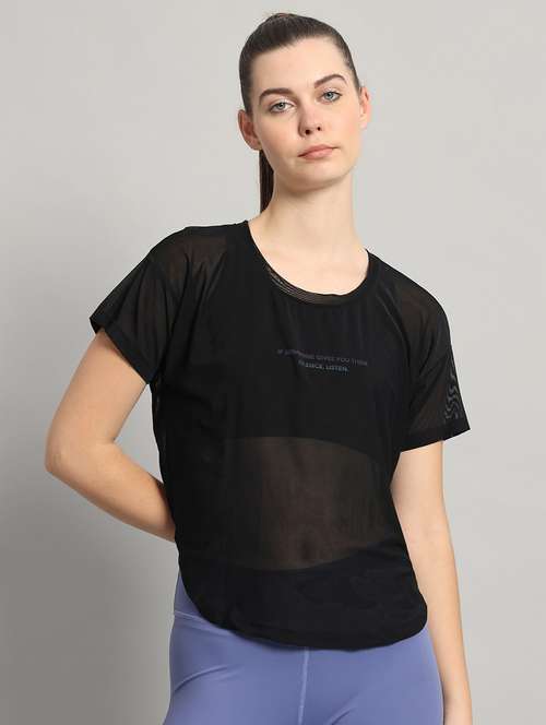 women typography printed relaxed fit dri-fit t-shirt - 21763023 -  Standard Image - 0