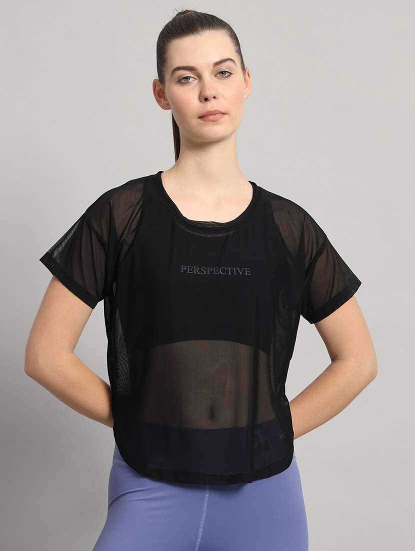 women typography printed relaxed fit dri-fit t-shirt