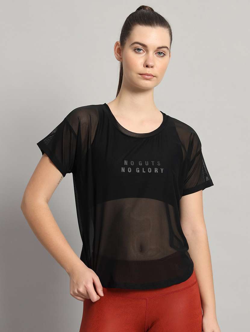 women typography printed relaxed fit dri-fit t-shirt